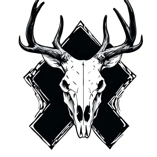 Deer Skull With Line Design Inspired