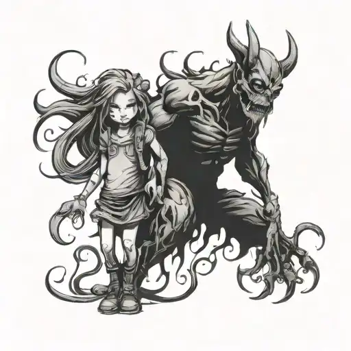 Father Daughter Shadow Demon Standing