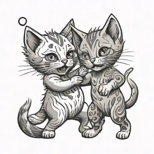 Two Kitten Characters Dancing One Is The Moon And One Is The Sun