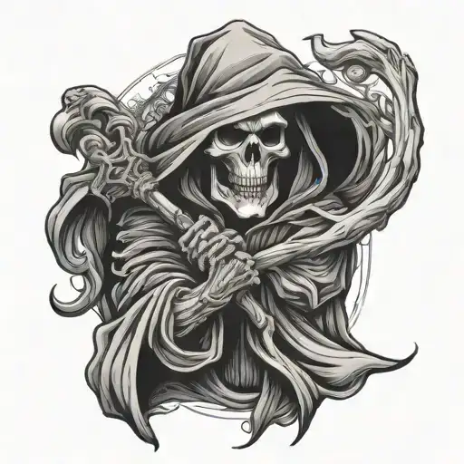 Grim Reaper Arm Tattoo Design Combining Elements