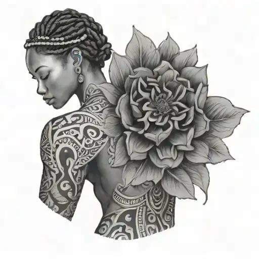 Manadala Back Grown With Black Women Side Profile Holding