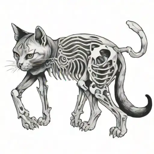 Cat That Turns Into A Skeleton Halfway Through