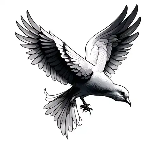 Dove With Wings Open