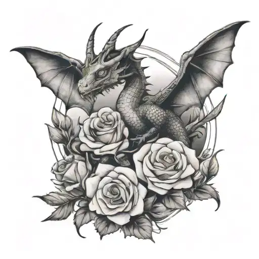 Dainty Dragon Flying Around Graveyard Roses Blooming