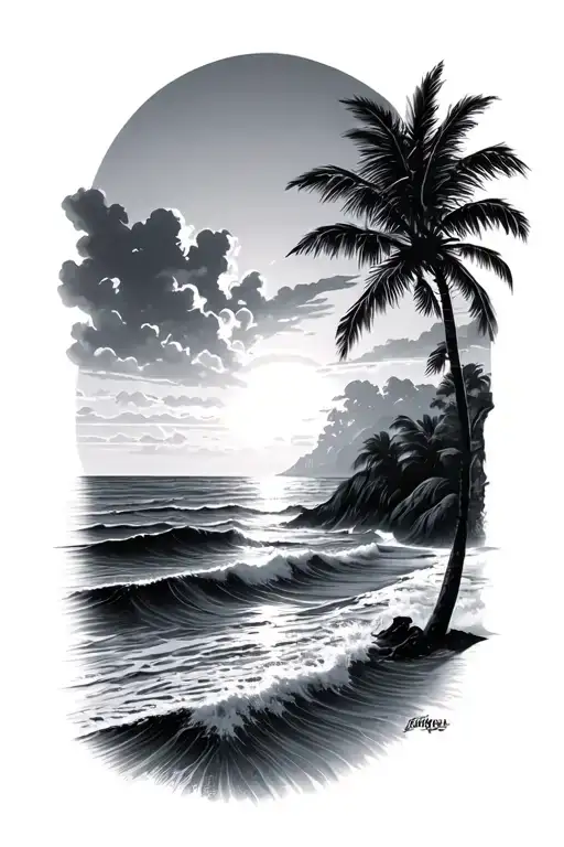 Scenic Ocean View Sunset Patrotic