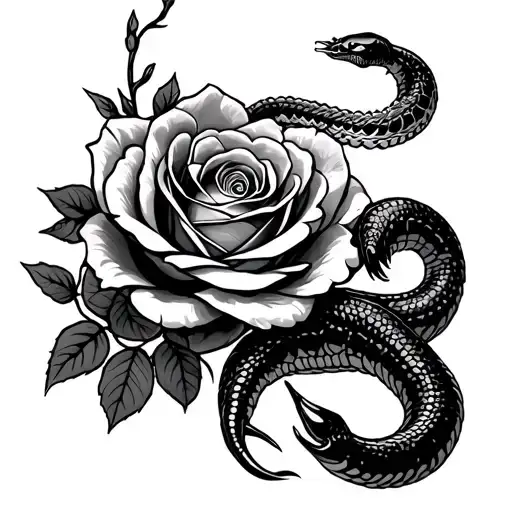 Snake And Scorpion Mixed With Rose