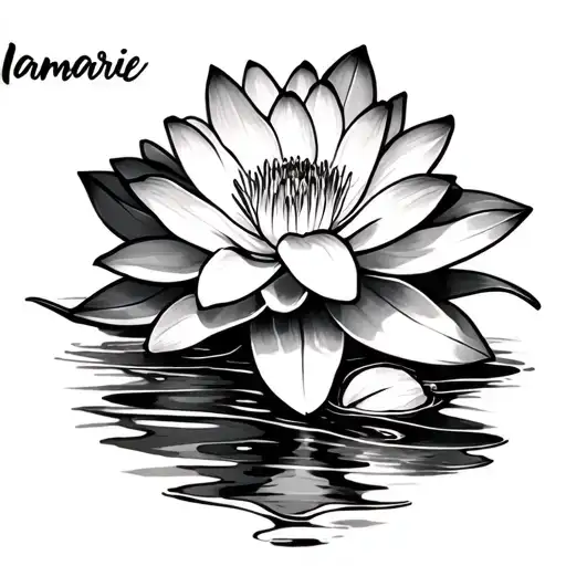 Name Niamarie In Cursive With Water Lily