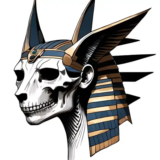 Realistically Egyptian Anubis Half Skeleton Half Flesh