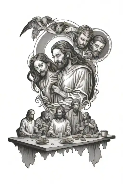 Last Supper And Jesus Blocking Bad Spirits