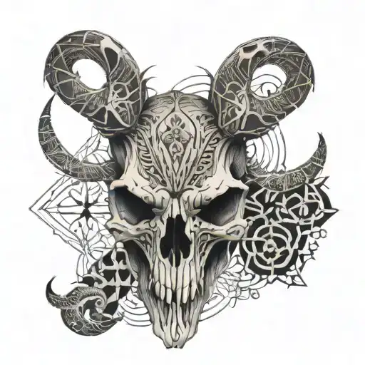 An Animal Skull Surrounded By Intricate Geometric Patterns