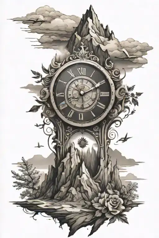 Mountains And Clock