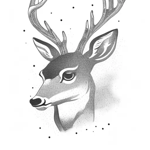 Stag Deer In Front Of Mountain