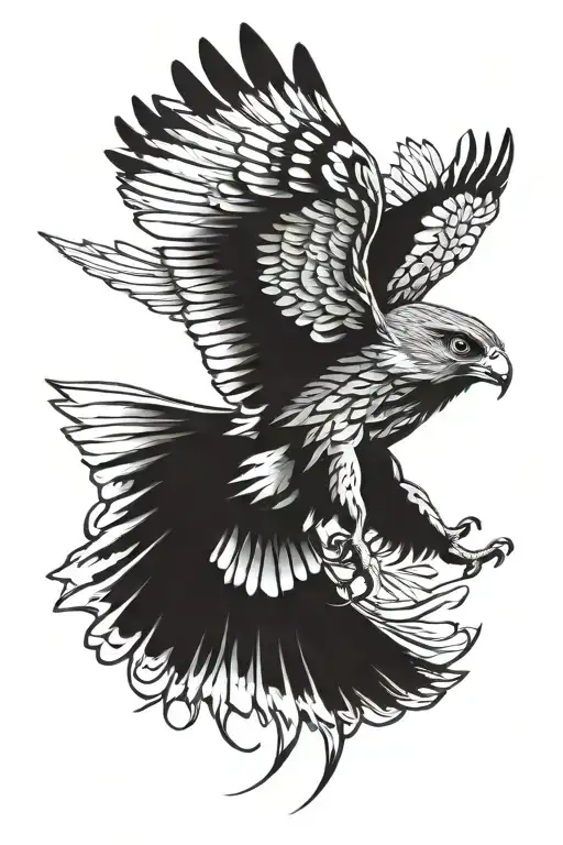 Falcon And Owl Flying