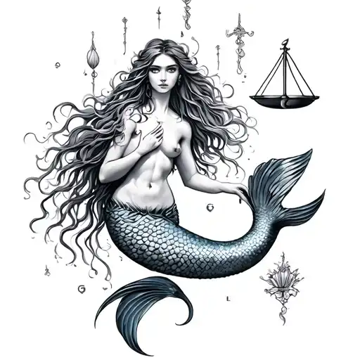 Mermaid And Libra Zodiac Sign