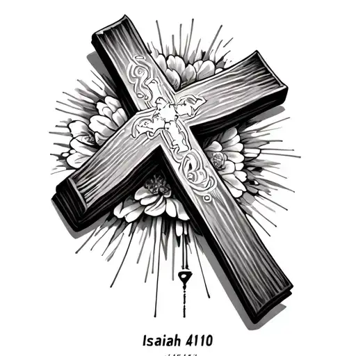 A Cross And An Bible Verse Of Isaiah 41 10