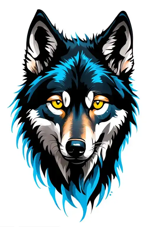 Wolf Eyes Shining Yellow And Blue