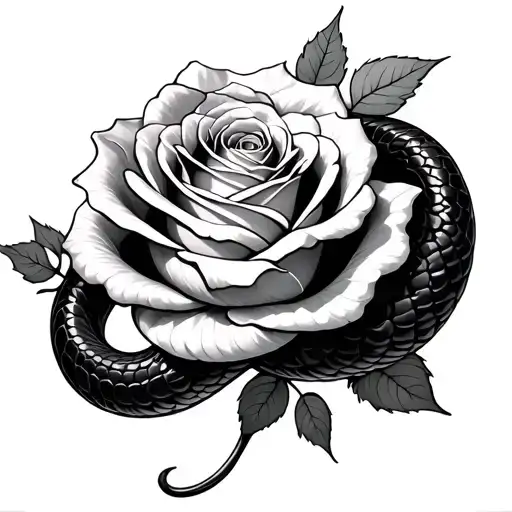 Create A Snake Wrapped Around A Long Rose