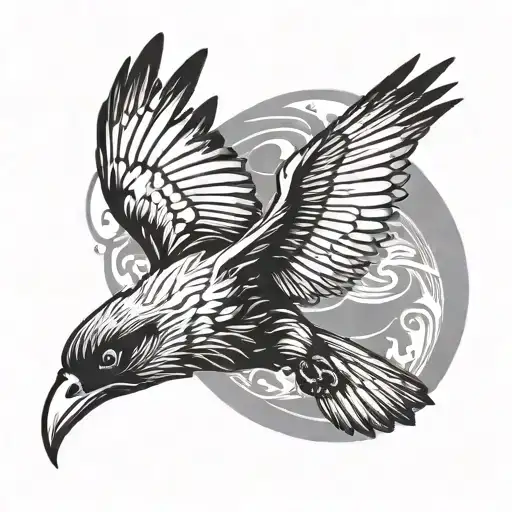 Silloutte Of A Black Crow Flying