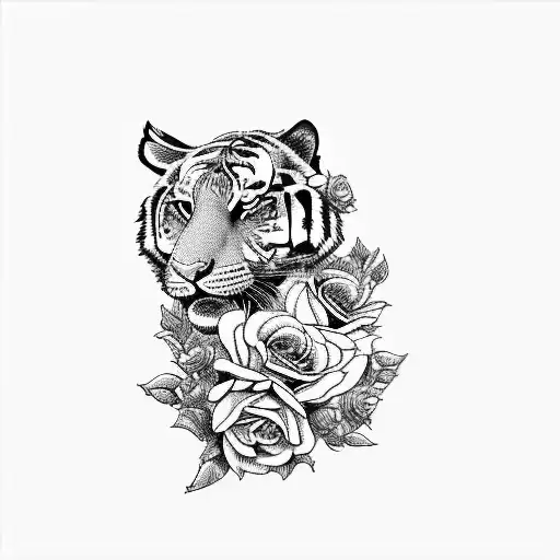 A Tiger And Roses