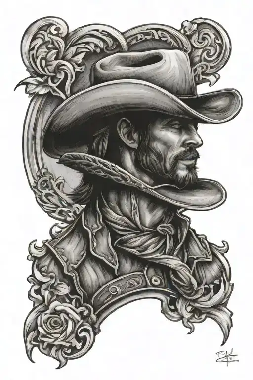 Country Sleve Tattoo Design Featuring Cowboy