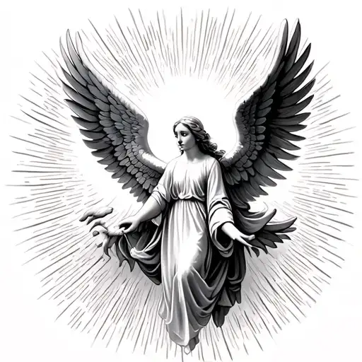 Angels Flying Towards Sun Rays