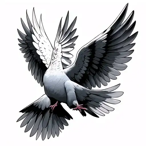 Dove With Wings Open From Bottom Pov