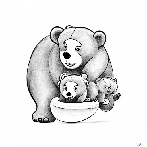 A Cute Cartoon Bear And A Cute Cartoon Turtle On A Balance