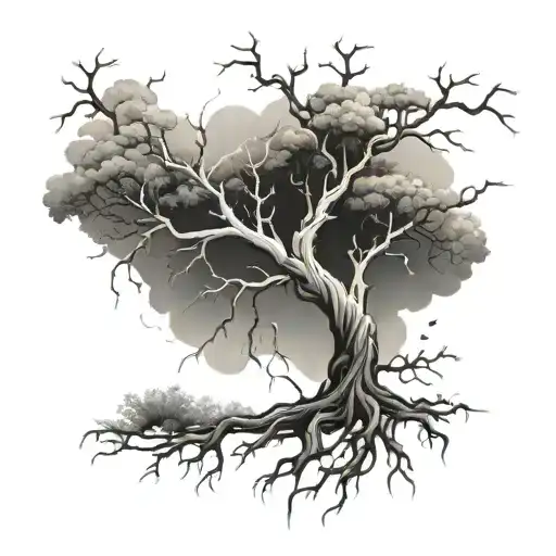 Tree With Lightning Long Roots