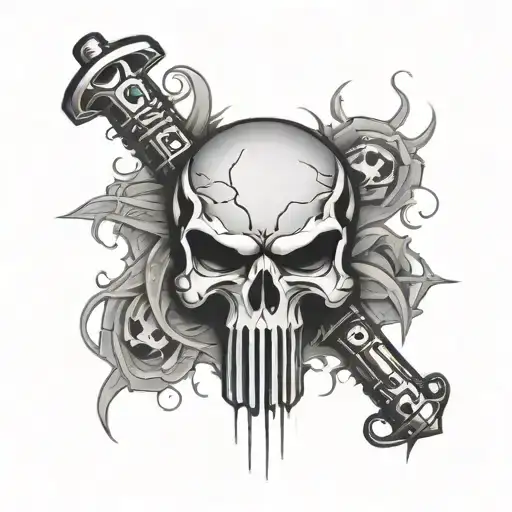 Punisher Skull Tattoo Design