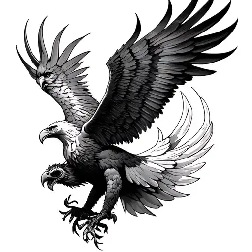 Heavy Arm Band Tattoo With Ferocious Rising Eagle Or Phoenix At Middle