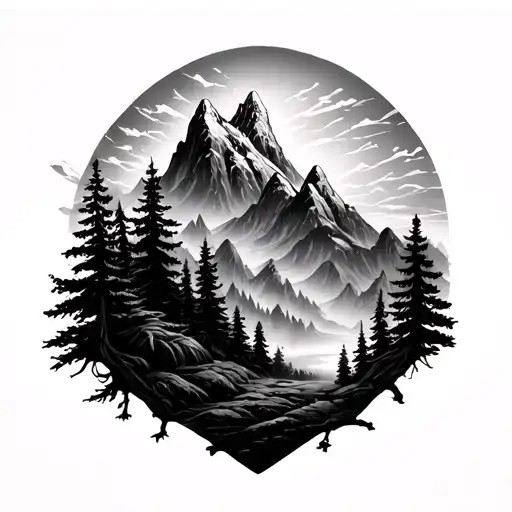 Gothic Forest And Mountains