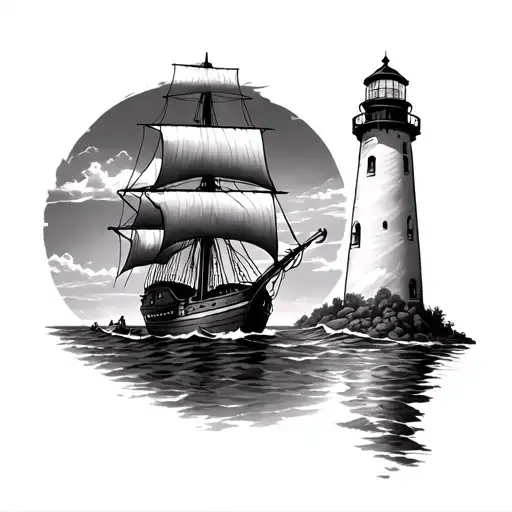 Louisiana Lighthouse With 1800'S Sailboat