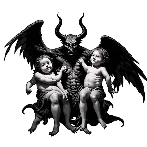 Devil With Beside Three Angel Playing
