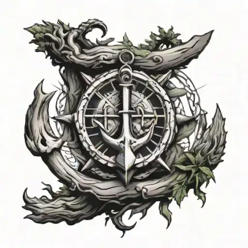 Anchor Ending As A Red Cedar Tree With A Nautical Star In The Middle