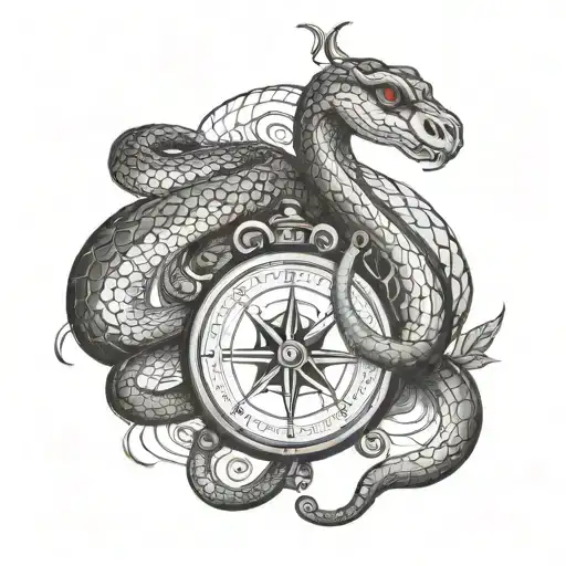 Snake And Compass Surrounded