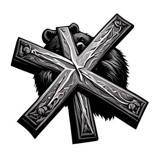 Religious Cross Combination With Bear