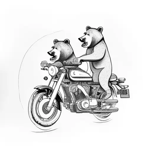 Motorcycle Riding Through A Forest With A Bear Riding Pillion