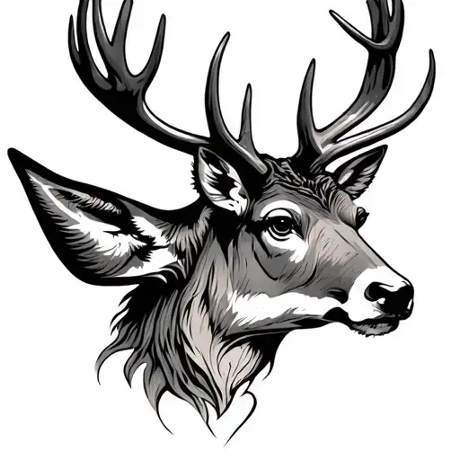 Stag Head With All Seeing Eye Symbol Integrated