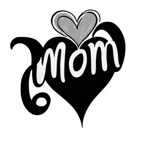 Mom Tattoo Text With Heart Made