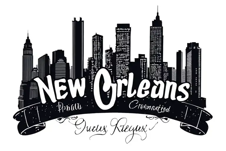New Orleans Skyline Silhouette With Name
