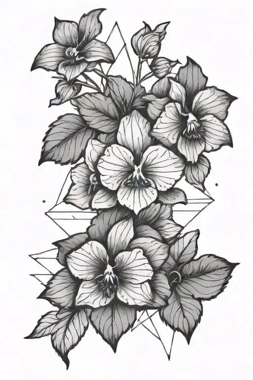 Violets With Geometric Background