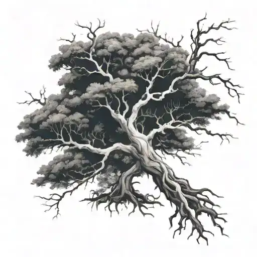 Tree With Lightning Roots Growing