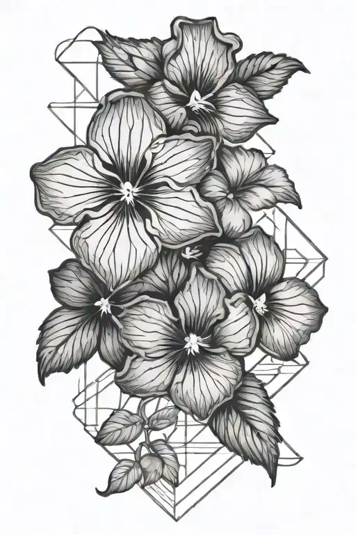 Violets With Geometric Background