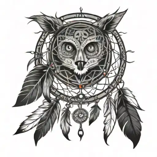 Souix Dreamcatcher With Eyes And Colors