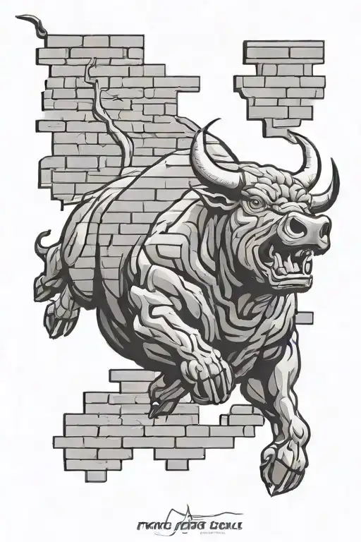 Psycho Bull Running Through A Brick Wall