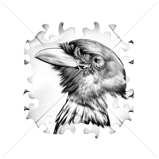 Puzzle Piece And Raven