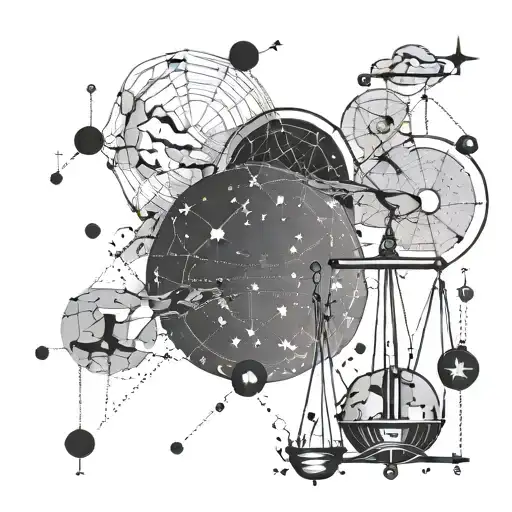 Line And Dot Minimalistic Overlapping Constellation Maps Of Libra And Aquarius