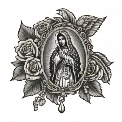 Guadalupe And Rosary With Words