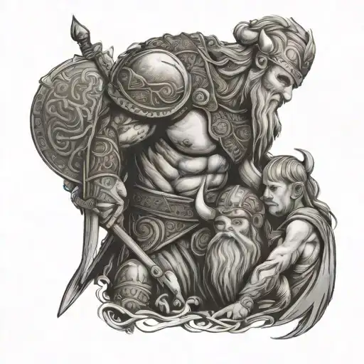 Viking Father Protecting His Family