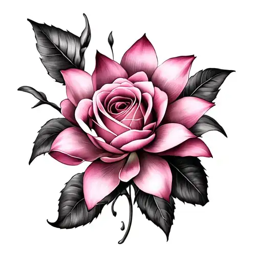 Pink Roses With Pink Lilies Lotus Flower Thigh And Hip